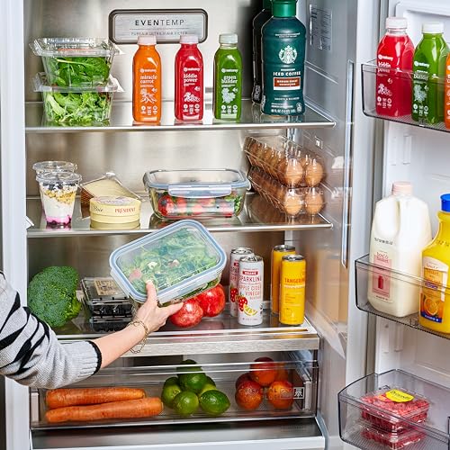 4pc Set - 8 Cup/64oz Large Glass Food Storage Containers with Lids Airtight Meal Prep Container with Lid Lock - Freezer Microwave & Oven Safe Clear Lunch Bowl Stackable Baking Pantry Organizer (2Pack)