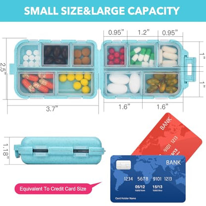 Blue 189-Label Pill Organizer - Travel Medicine Case with Compact Pill Box & Labels (1 Pack) - color: Straw Blue, size: Standard