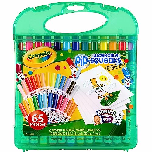 Crayola Pip-Squeaks Washable Marker Set (65ct), Coloring Set, Drawing Art Supplies for Kids, Spring Craft Kit, Travel Activity, Gifts for Kids - style: Pip Squeak Markers