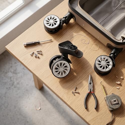 Yosoo Health Gear Luggage Suitcase Wheel Replacement, 1 Pair Spare Suitcase Wheels Dual Roller Swivel Wheel, Mute Double Row Suitcase Wheels Black Suitcase Wheels Repair Kit
