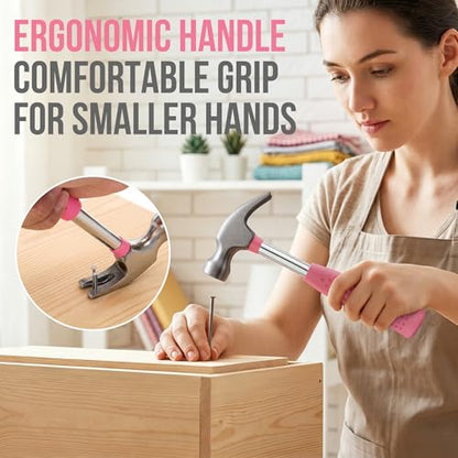 Hi-Spec Pink Tool Set 20-Piece. Ladies’ Starter Basic Hand Tools in a Compact Toolbox Case for Household and Office Repairs and Maintenance. - color: Light Pink