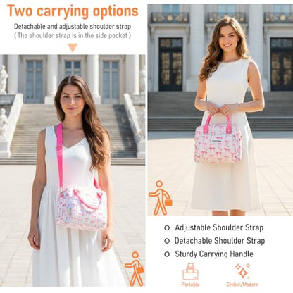 Lunch Bag Large Insulated Lunch Box for Women Adult Cute Pink Lunchbox Lunch Bags Boxes Pail with Shoulder Strap for Work Mom Picnic Office Travel 11.4×6.8×9.1 inches 11.5L (Pink Bow) - color: Pink Bow