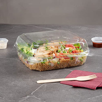 Restaurantware Thermo Tek 33.8 Ounce Clamshell Containers 100 Anti-Fog To Go Food Containers - Freezable Square Clear Plastic Food Packaging Containers Disposable - size: 39 oz