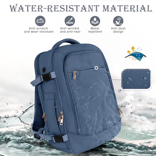 Rinlist Travel Backpack, Carry-on Backpack for Men Women, Travel Backpack Carry on Flight Approved, 40L Personal Item Backpack Personal Item Backpack Bag, Travel Essentials, Dark Blue - color: Dark Blue