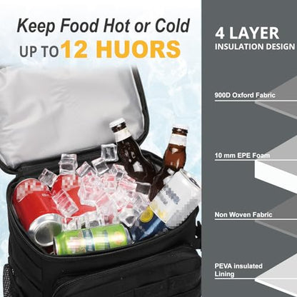 Tactical Backpack Cooler,Soft Lightweight Leakproof Cooler Backpack,Insulated Cooler Bag,Portable Soft Cooler Bag Waterproof for Beach, Travel, Camping, Picnic, Hiking - color: Black
