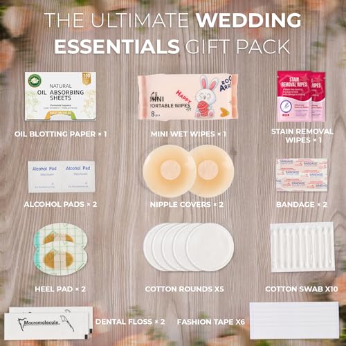 Bridal Emergency Kit for Wedding Day, Wedding Essentials Survival Set for Team Bride, Must-Have 30+ Essentials Travel Kit with Makeup Bag - color: Blue