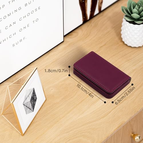 Business Credit Card Holders, Magnetic Sealing Anti Drop, PU Leather Debit Card Protector Organizer Case (Maroon Red) - color: Maroon Red