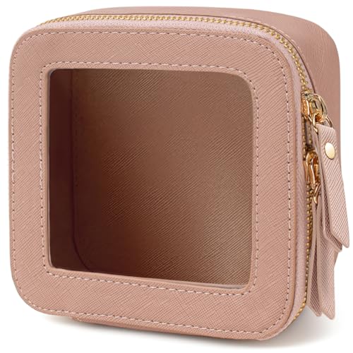 Travel Clear Makeup Bag Set, TSA Approved Cosmetic Bag Case with Zipper Portable Makeup Pouch Toiletry Bag Traveling Cosmetic Organizer Storage Bag Car Organizer Car Essentials - color: Mini Dark Pink