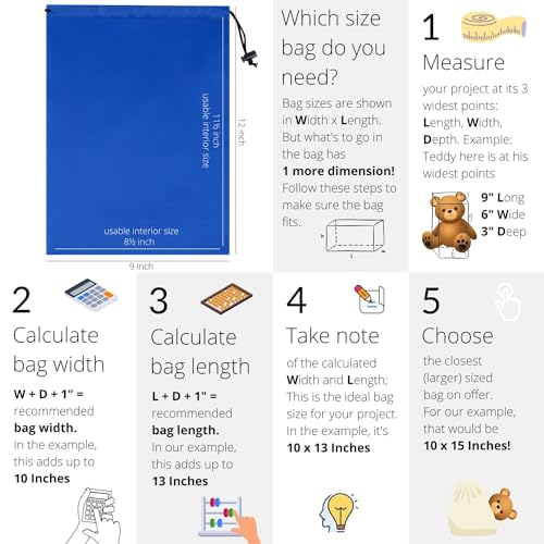 PALTERWEAR Drawstring Bag with Toggle - Nylon Cinch and Ditty Pouch Six-Pack (Blue, 9 x 12 Inch, Set of 6) - color: Blue, size: 9 x 12 Inch