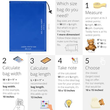 PALTERWEAR Drawstring Bag with Toggle - Nylon Cinch and Ditty Pouch Six-Pack (Blue, 9 x 12 Inch, Set of 6) - color: Blue, size: 9 x 12 Inch