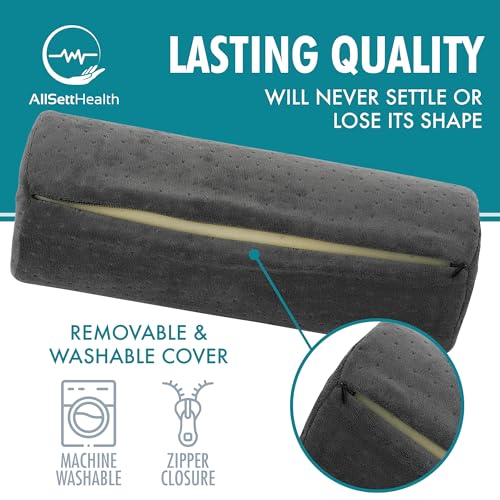 AllSett Health Round Cervical Roll Cylinder Bolster Pillow with Removable Washable Cover, Ergonomically Designed for Head, Neck, Back, and Legs, Grey | 13" X 5" - style: 13x5 Inch, Soft, Grey