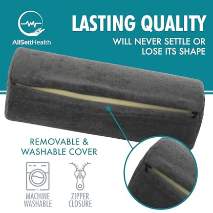 AllSett Health Round Cervical Roll Cylinder Bolster Pillow with Removable Washable Cover, Ergonomically Designed for Head, Neck, Back, and Legs, Grey | 13" X 5" - style: 13x5 Inch, Soft, Grey