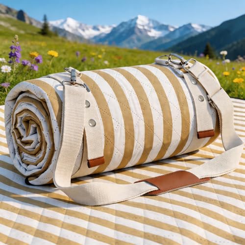 G GOOD GAIN Waterproof Picnic Blanket, 79"x79" Extra Large Beach Mat for 6 to 8 Adults, Machine Washable Outdoor Blanket for Camping, Grass, Park, Camping, Concerts, MiddleSand - color: Middlesand