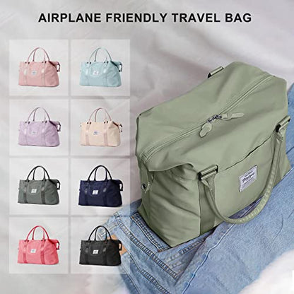 Sport Travel Duffle Bag Large Gym Tote Bag for Women, Weekender Carry on Bags for Airplane, Ladies Beach Overnight Bag Waterproof Luggage Bags with Wet Pocket Light Green - color: Light Green