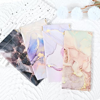 Glasses Case Soft, Eyeglass Cases for Women Portable Squeeze Top PU Leather 2 Pack Glasses Pouch with Cleaning Cloth - color: 2pcs Pink Blue Marble+blue Purple Marble