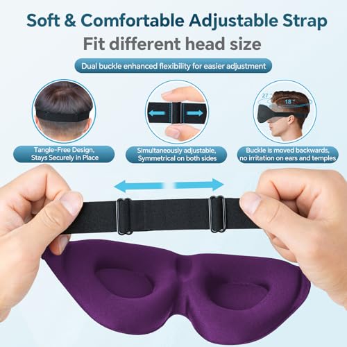 ZGGCD Sleep Mask for Side Sleeper, Light Blocking Sleeping Eye Mask for Women Men, 3D Contoured Cup Night Blindfold, Luxury Eye Cover Eyeshade with Adjustable Strap for Travel, Nap, Purple - color: Purple