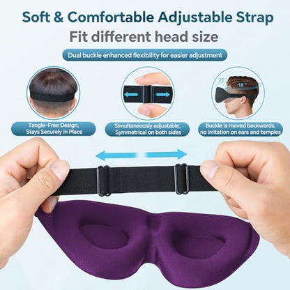 ZGGCD Sleep Mask for Side Sleeper, Light Blocking Sleeping Eye Mask for Women Men, 3D Contoured Cup Night Blindfold, Luxury Eye Cover Eyeshade with Adjustable Strap for Travel, Nap, Purple - color: Purple