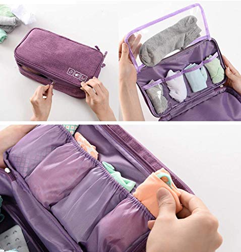 Portable Underwear Bra Storage Bag Waterproof Travel Organizers Multi-Layer Toiletry Packing Cube - color: Purple style