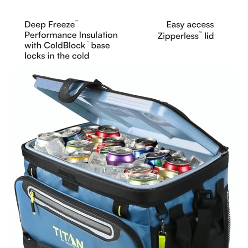 Titan by Arctic Zone Deep Freeze Cooler - Zipperless Hardbody Cooler - Deep Freeze Insulation, HardBody Liner, and SmartShelf - color: Marine Blue, size: 48 Can