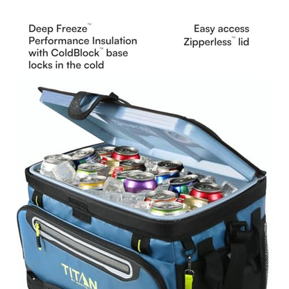 Titan by Arctic Zone Deep Freeze Cooler - Zipperless Hardbody Cooler - Deep Freeze Insulation, HardBody Liner, and SmartShelf - color: Marine Blue, size: 48 Can
