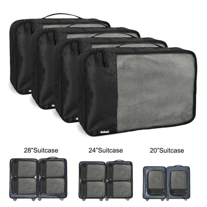 Packing Cubes for Travel Essentials,4 Set Packing Cubes for Suitcases,Lightweight Mesh Luggage Organizer Bag,Black - color: Black