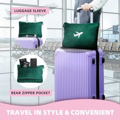 3 in 1 Travel Blanket Pillow Set - 350 GSM Thick Travel Blanket Airplane Compact with Bag, Soft Bag with a Pocket, Inflatable Travel Pillow for Camping & Car Trip (Dark Green) - color: Dark Green