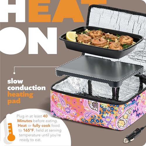 HOTLOGIC Food Warming Tote 12V, Lunch, Paisley - color: Paisley, size: 12V