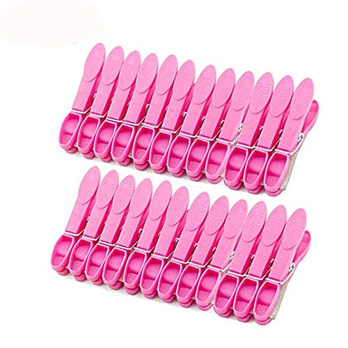 Strong Plastic Clothes Pegs for Drying Laundry Clothing Line Clips Set Travel clothespins 24 Pack Rose Red - color: Red