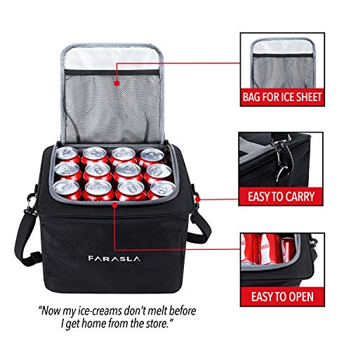 Farasla Waterproof Trunk Organizer with Insulated Leakproof Cooler Bag, Foldable Cover, Adjustable Securing Straps (Black) - color: Black