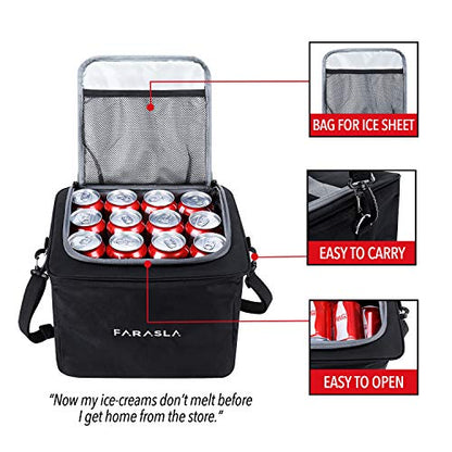 Farasla Waterproof Trunk Organizer with Insulated Leakproof Cooler Bag, Foldable Cover, Adjustable Securing Straps (Black) - color: Black
