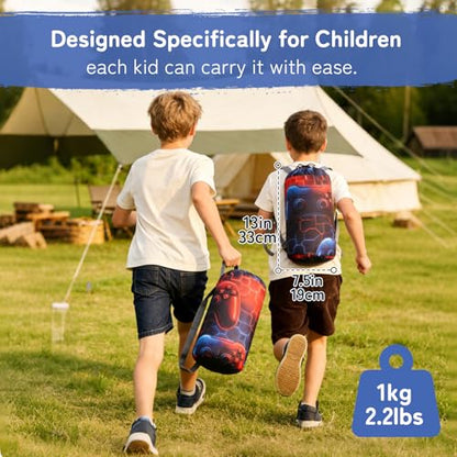 tuphen Kids Sleeping Bag - 50-77℉ 3-Season Waterproof Sleeping Bag for Boys & Girls, Lightweight 2.2 lbs Camping Gear with Compression Bag Ideal for Camping, Hiking, Indoor - color: Blue&Red