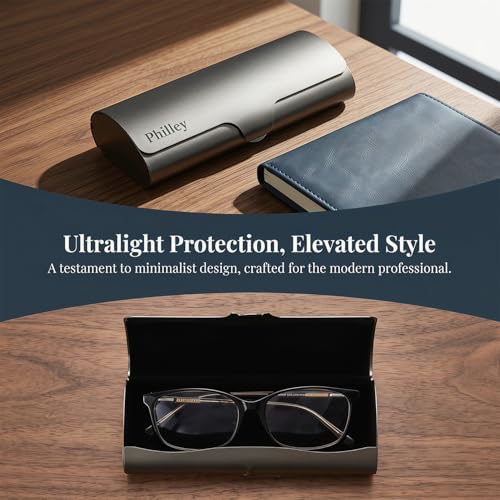 Philley Aluminum Ultra-Light Eyeglasses Case Hard Shell Nearsighted Glasses Case for Women & Men - color: Gun Grey