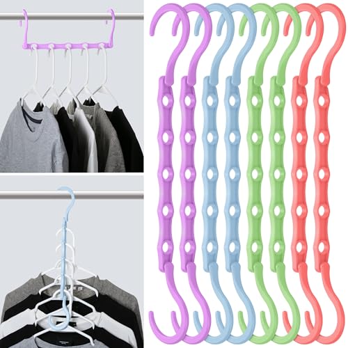 Mr. Pen- Space Saving Hangers, 8 pcs, 360° Rotating Hooks, Magic Cascading Hanger Organizer with 5 Enclosed Slots, Closet Organizers and Storage for Clothes, College Dorm Room Essentials - color: Playful Pop, size: 8 Pack