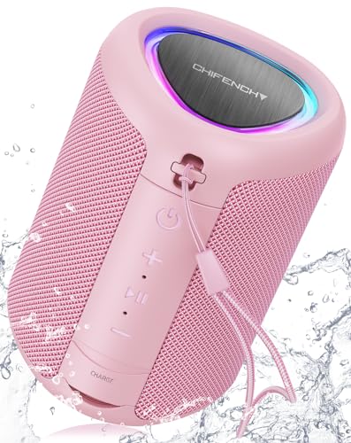 Portable Bluetooth Speaker Beach Essentials: Powerful Crystal Clear Sound/Dynamic Light/IPX5 Waterproof/All Day Playtime/Wireless BT 5.3/TWS Paring, Dad Gifts, Outdoor|Travel|Camping|Pool Accessories - color: Pink