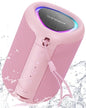 Portable Bluetooth Speaker Beach Essentials: Powerful Crystal Clear Sound/Dynamic Light/IPX5 Waterproof/All Day Playtime/Wireless BT 5.3/TWS Paring, Dad Gifts, Outdoor|Travel|Camping|Pool Accessories - color: Pink