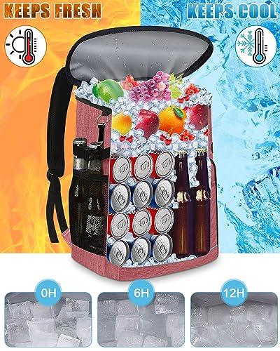 Cooler Backpack Insulated Leakproof Waterproof Backpack Cooler Bag 30/45 Cans, Large Capacity Lightweight Travel Camping Beach Backpack Cooler Ice Chest for Men and Women - color: pink, size: 30 Cans
