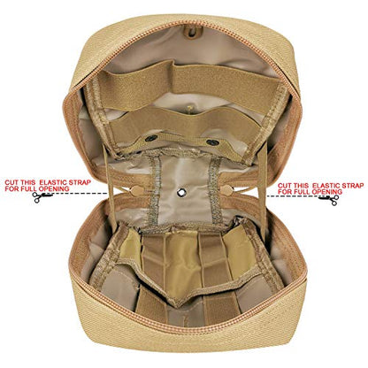 First Aid Pouch Empty Small, Tactical Molle EMT Pouch Compact Medical IFAK Rip Away Untility Bag Pouches - color: TAN