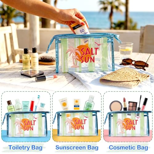 COSHAYSOO Sunscreen Bag Clear Makeup Toiletry Pouch Beach Vacation Essentials for Women Teen Girls Trip Gifts Summer Pool Travel Must Have Accessories Waterproof Stuff - color: Multi-Salt Sun