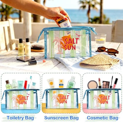 COSHAYSOO Sunscreen Bag Clear Makeup Toiletry Pouch Beach Vacation Essentials for Women Teen Girls Trip Gifts Summer Pool Travel Must Have Accessories Waterproof Stuff - color: Multi-Salt Sun