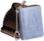 FurArt Zipper Wallet Women, RFID Blocking Credit Card Wallet, Business Card Holder, Compact Size KeyChain Wallet - color: Gery Blue