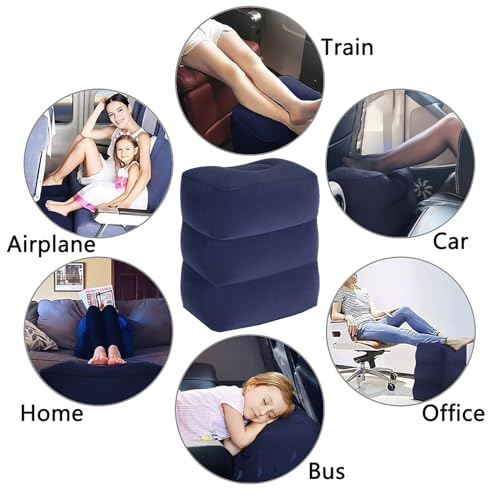 Inflatable Travel Foot Rest Pillow, Adjustable Height Leg Rest Pillow for Cars, Home, Office, Trains, Airplane, Make a Flat Bed for Baby, Kids, Toddlers, Blue, 2 Pack - color: Blue 2