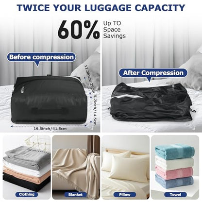 TPU Vacuum Bag for Travel, 70D Nylon Reusable Compression Bag with IP67 Waterproof Zipper, Compression Packing Cubes for Clothing, Space Saver Bags for Luggage and Backpack(Gray-1 PCS) - color: Gray-1 PCS
