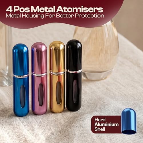5ml Travel Perfume Bottle Refillable Atomizer Sprayer for Perfume,Leakproof Perfume Atomizer Travel, Portable Refillable Perfume Bottles, (Blue, Black, Pink, Gold) - color: Blue, Black, Pink, Gold