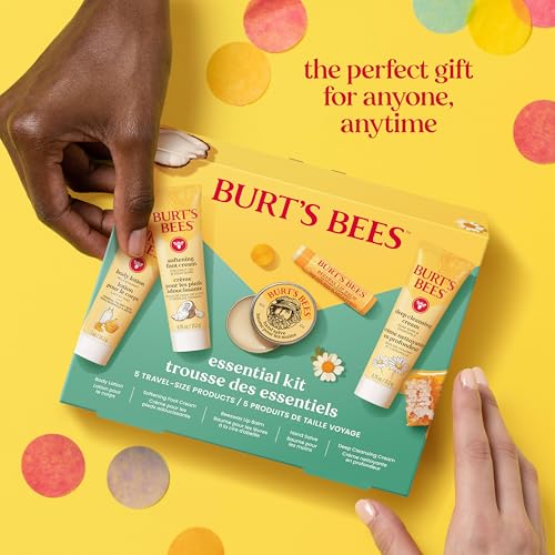 Burt's Bees Mothers Day Gifts Ideas - Essentials Everyday Set, 5 Travel Size Products - Deep Cleansing Cream, Hand Salve, Body Lotion, Foot Cream and Original Lip Balm - style: Everyday Essentials Set- New