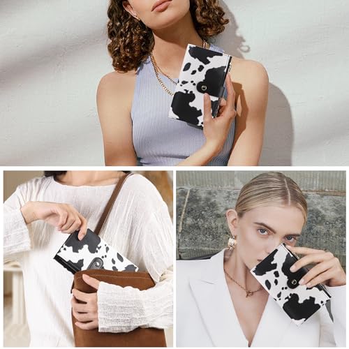 yiijay Wallet Women RFID Blocking Multi Cards Wallet Credit Card Holder for Women Large Capacity Lady Leather Trifold Travel Wallet with Pen Holder - color: 2Cow Print Black