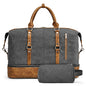S-ZONE Weekender Bag for Men Canvas Duffle Large Weekend Overnight Travel Carry On Tote Bag with Shoe Compartment (Grey) - color: B-Grey