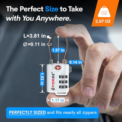 TSA Approved Cable Luggage Locks, Re-settable Combination with Alloy Body (White 4 Locks) - color: WHITE 4PK