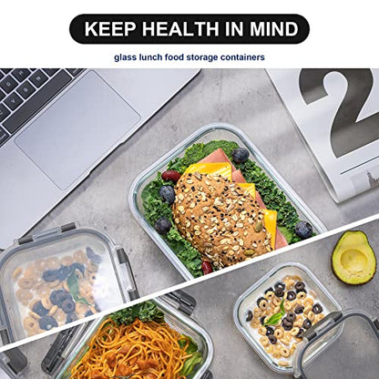 coccot Glass Food Storage Containers with Lids Airtight, Glass Meal Prep Containers for Lunch Food, Container Set, Easy to Open& Close/Microwave,Oven,Freezer,Dishwasher Safe/Leak-Proof（20 Pieces） - color: clear