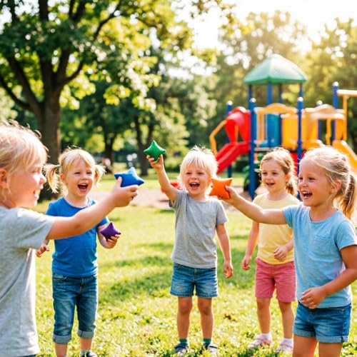 Mini Tossing Bean Bags - High Density Seam Stitchs, Bright Multi Colour Handheld Set, Portable Throwing Competition Prop, Compact Travel Friendly Geometry | Play Kit for Families & Schools