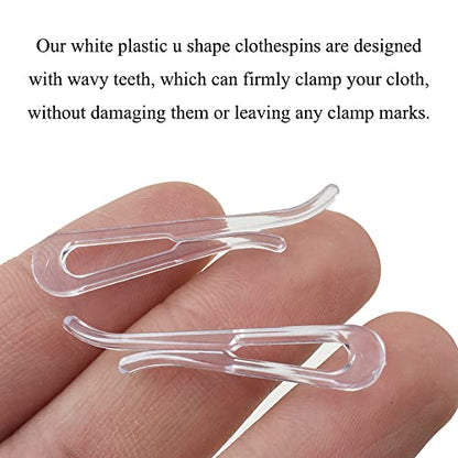 HAHIYO 1.5inch/38mm 200Pcs Clear Plastic U Shape Alligator Clip, Clothespin Fabric Clip Garment Shirt Folding Clip Toothless for Sewing Room Folding Sock Tie Pant Securing Fabric to Comic Book Board - size: Clear - 1.5 inches - 200 Count - Toothless